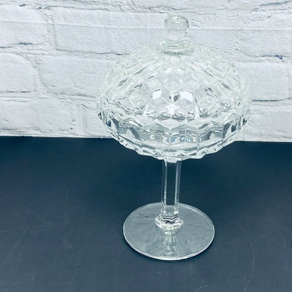 Fostoria American Clear Compote With Lid Candy Nuts Dish - Picture 1 of 8
